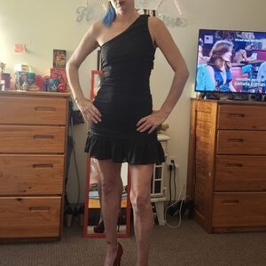 Elegant One-Shoulder Black Dress